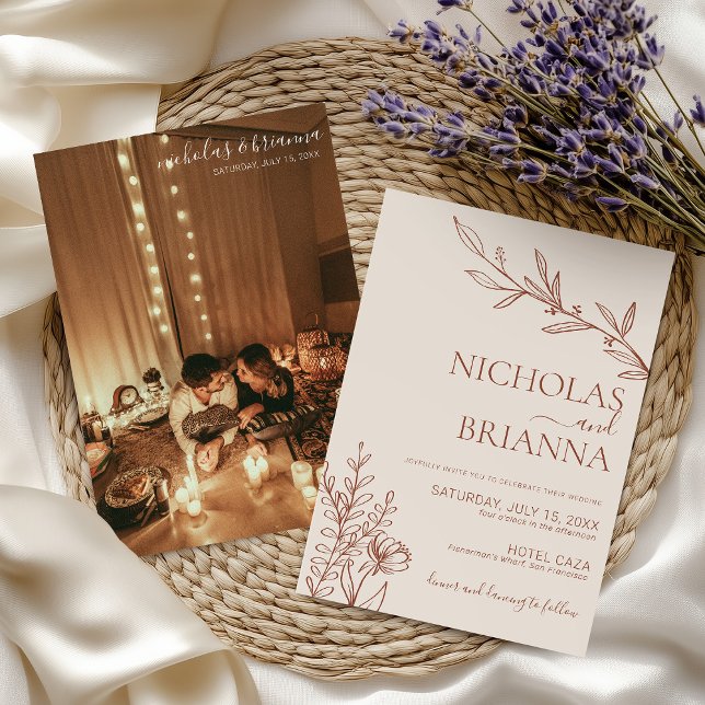 Invitación Naranja Quemado de Boho Terracotta Boda de fotos m (Subido por el creador)