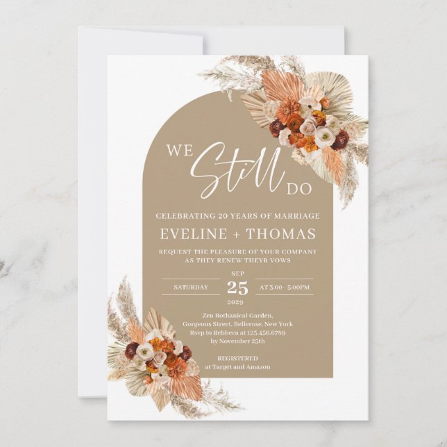 Invitación Naranja quemado de cobre beige burgundy nosotros t (Anverso)