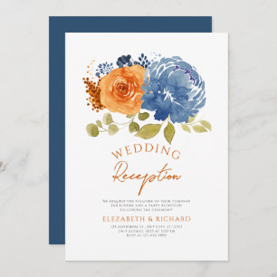 Invitación Naranja quemado de la Marina - Recepción de boda d