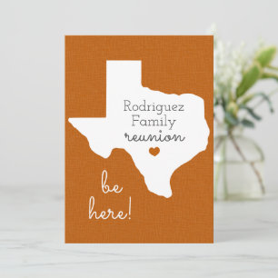 Invitación Naranja quemado de la Reunión Familiar de Texas