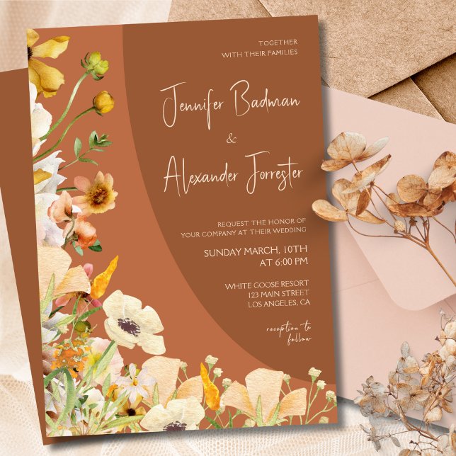 Invitación Naranja Quemado de Moda Boho Boda Rust Terracotta (Subido por el creador)