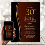 Invitación Naranja quemado de oro negro Fiesta de cumpleaños<br><div class="desc">Invite a sus amigos y seres queridos con esta moderna invitación de fiesta de cumpleaños 30 de naranja, dorada y quemada. El área de texto de personalizable de esta plantilla de invitación le permite incluir sin esfuerzo todos los detalles necesarios para su celebración especial de cumpleaños, incluyendo la fecha, hora,...</div>