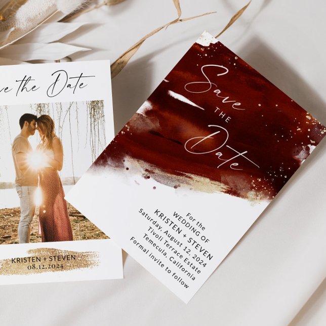 Invitación Naranja Quemado De Terracota Acuardor Guardar La F (Subido por el creador)