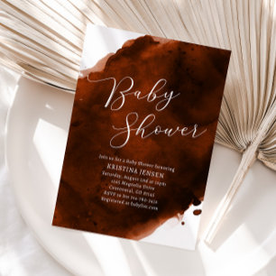 Invitación Naranja Quemado de Terracota Baby Shower