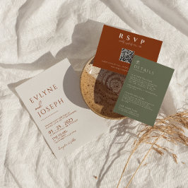 Invitación Naranja Quemado de Terracota Boda Boho Minimalista