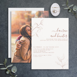 Invitación Naranja Quemado de Terracota Boda de fotografía bo