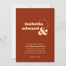 Invitación Naranja Quemado de Terracota Boho Rústico Simple M