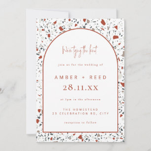 Invitación Naranja quemado de Terrazzo Boda de Arco de Terrac