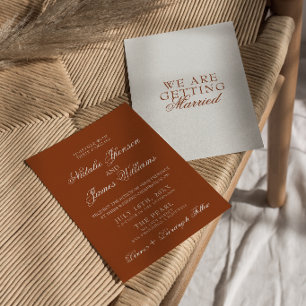 Invitación Naranja Quemado Elegante Boho Chic Terracota Boda