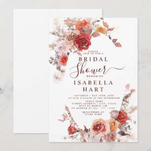 Invitación Naranja quemado en Terracota Ducha de novia en Bor