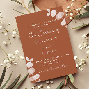 Invitación Naranja quemado eucalipto boda de lujo