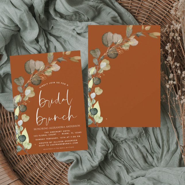 Invitación Naranja Quemado Eucalyptus Ducha Brunch Bridal (Subido por el creador)