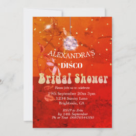 Invitación Naranja quemado Floral Disco Ball Bridal Shower