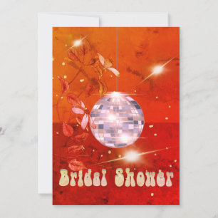 Invitación Naranja quemado Floral Disco Ball Bridal Shower