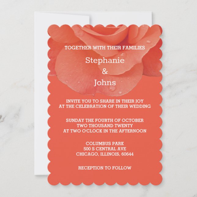 Invitación Naranja quemado Floral Elegante boda de otoño rúst (Anverso)