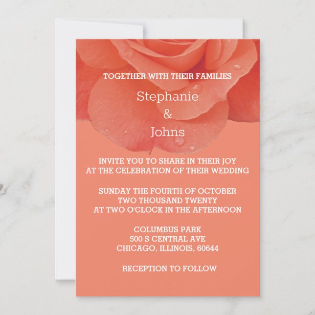 Invitación Naranja quemado Floral Terracota Rustic Fall Weddi (Anverso)