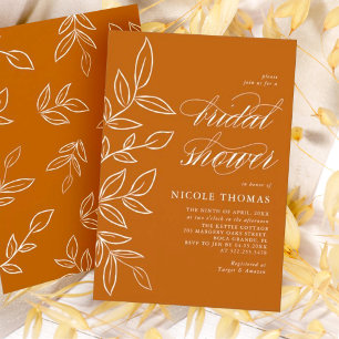 Invitación Naranja quemado Minimalista elegante ducha de felp
