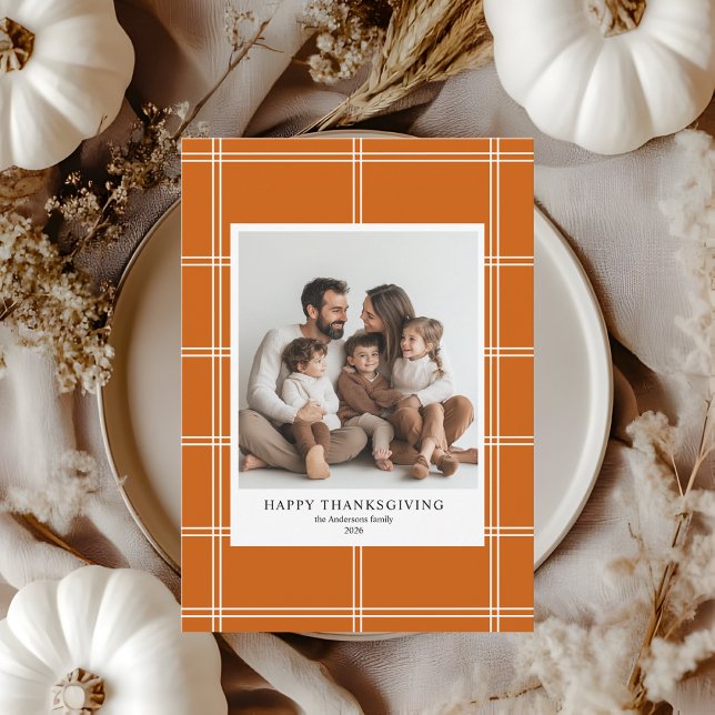 Invitación Naranja quemado moderno colocó foto del Día de Acc (Subido por el creador)