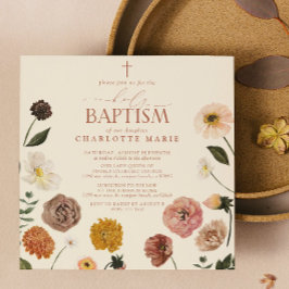Invitación Naranja quemado moderno Terracotta Floral Santo ba