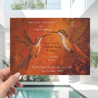 Invitación Naranja quemado moderno Terracotta Hummingbird Bod