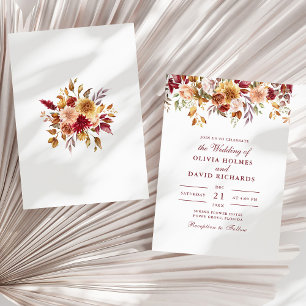 Invitación Naranja quemado moderno Terracotta Wildflowers Bod