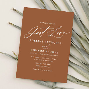 Invitación Naranja quemado Nada Fancy Sólo Ama Boda