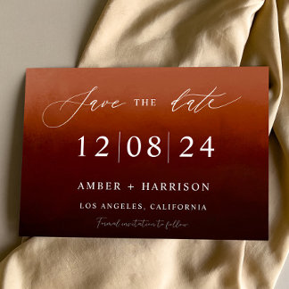 Invitación Naranja quemado oscuro glamour boho ahorra la fech