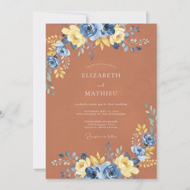 Invitación Naranja Quemado Otoño Intenso Boda (Anverso)
