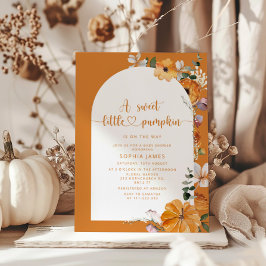 Invitación Naranja quemado pequeña calabaza de bebé ducha
