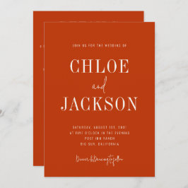 Invitación Naranja quemado Personalizado audaz moderno Boda t