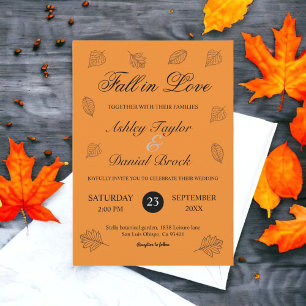 Invitación Naranja quemado por el amor se va de Boda de otoño