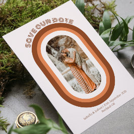 Invitación Naranja Quemado Retro Foto Arch Guardar Nuestra Fe