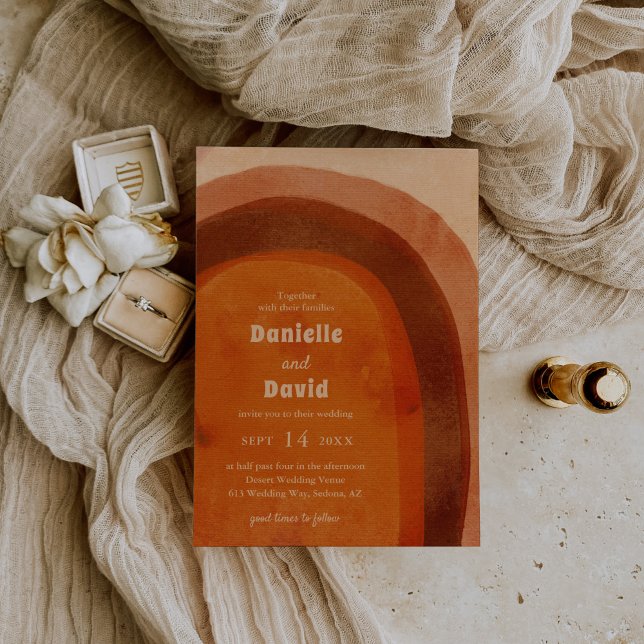 Invitación Naranja quemado ruso Arch Boda moderno (Subido por el creador)