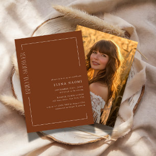 Invitación Naranja quemado ruso, Terracotta Bridal Shower