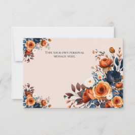 Invitación Naranja quemado ruso y gabinete de Boda azul