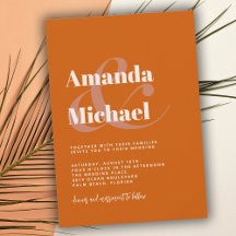 Naranja quemado simple Boda Minimalista moderno