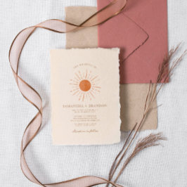 Invitación Naranja quemado Sun Boda Boho mínimo Código Qr