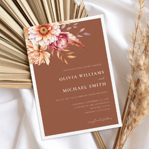 Invitación Naranja quemado Terracotta Boho Moda Boda Floral