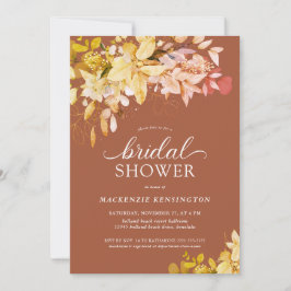 Invitación Naranja quemado Terracotta Botánica Bridal Shower