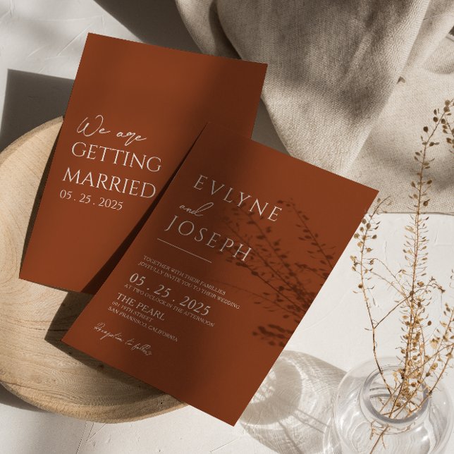 Invitación Naranja quemado Terracotta Minimalista Boda Boho (Subido por el creador)