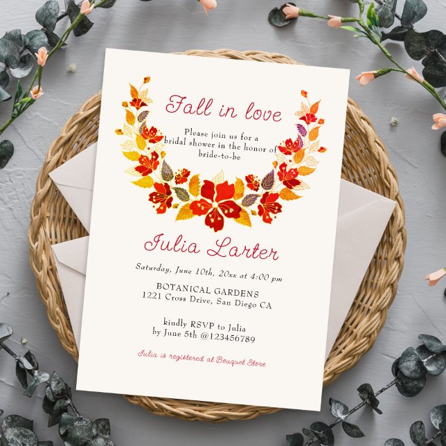 Invitación Naranja quemado Tropical Hibiscus Bridal Shower (Subido por el creador)