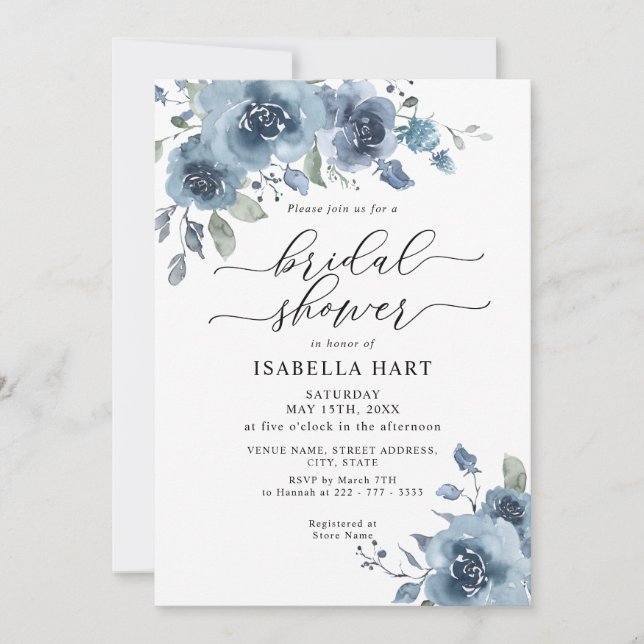 Invitación Naranja quemado Verde azulado acuarela floral duch (Anverso)