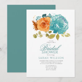 Invitación Naranja quemado verde azulado Terracotta Ducha de 