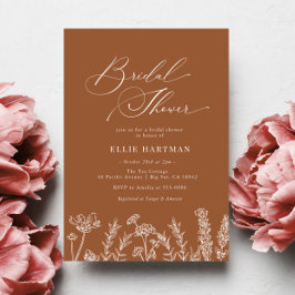 Invitación Naranja quemado Wildflower Bridal Shower