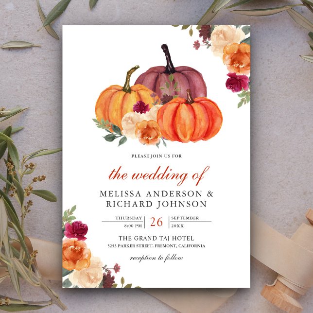 Invitación Naranja quemado y Boda de calabaza floral de Borgo (Subido por el creador)