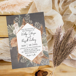 Invitación Naranja quemado y boda de otoño verde sabio