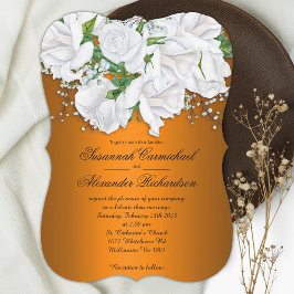 Invitación Naranja quemado y Boda de rosas blancas