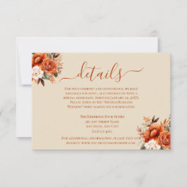 Invitación Naranja quemado y gabinete de detalles de la flor 