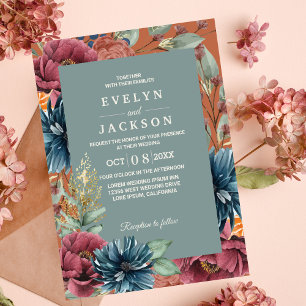 Invitación naranja quemado y sabio Boda ruso moderno