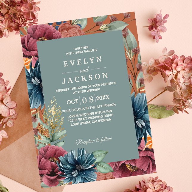 Invitación naranja quemado y sabio Boda ruso moderno (Subido por el creador)